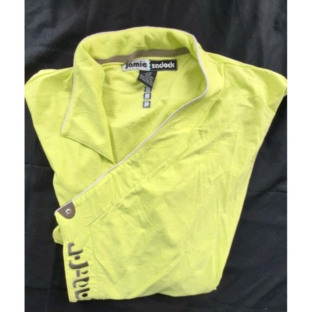 Vtg Y2K Jamie Sadock Golf Shirt Women's Size XL Neon Green/Yellow Asymmetrical